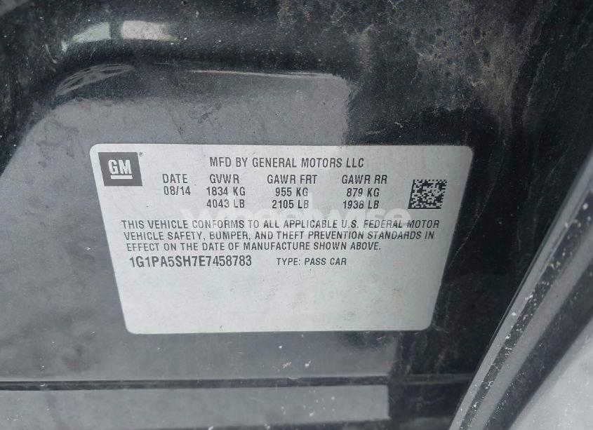 Photo 9 of 2014 Chevrolet Cruze LS AUTO (VIN 1G1PA5SH7E7458783)