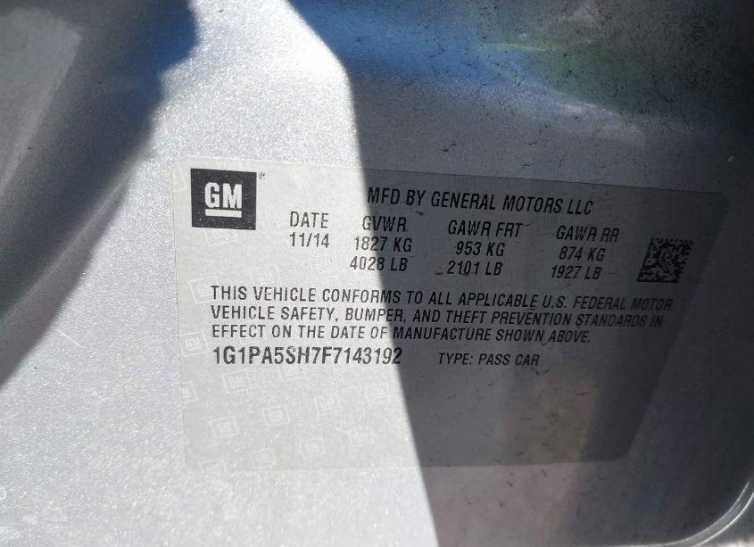 Photo 9 of 2015 Chevrolet Cruze LS AUTO (VIN 1G1PA5SH7F7143192)