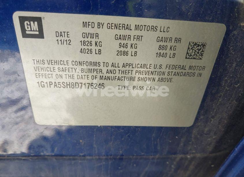 Photo 9 of 2013 Chevrolet Cruze LS AUTO (VIN 1G1PA5SH8D7176246)