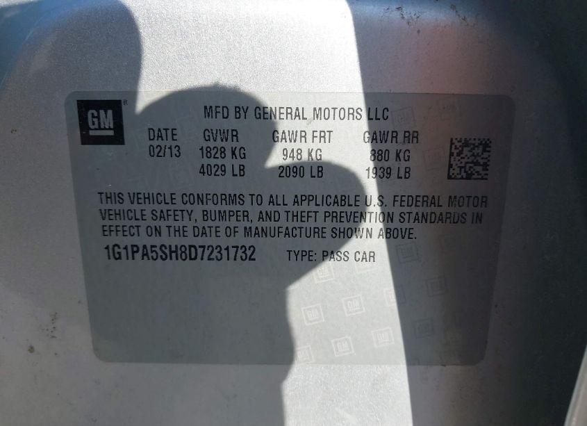 Photo 9 of 2013 Chevrolet Cruze LS AUTO (VIN 1G1PA5SH8D7231732)