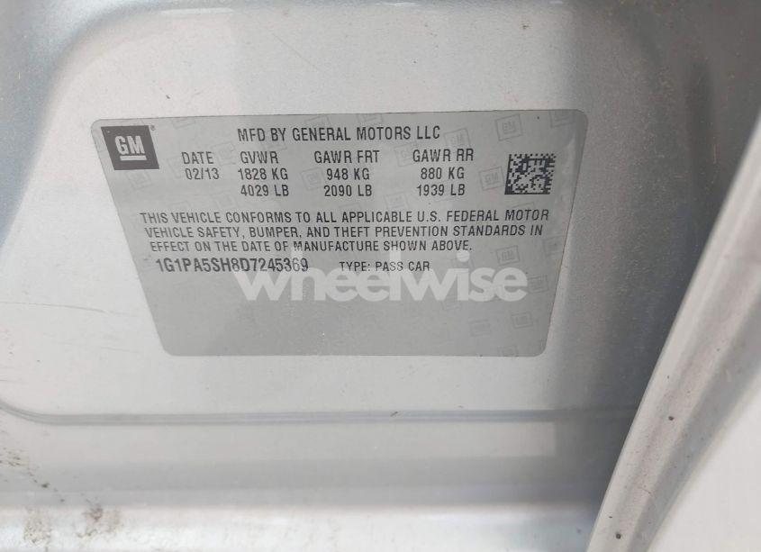 Photo 9 of 2013 Chevrolet Cruze LS AUTO (VIN 1G1PA5SH8D7245369)