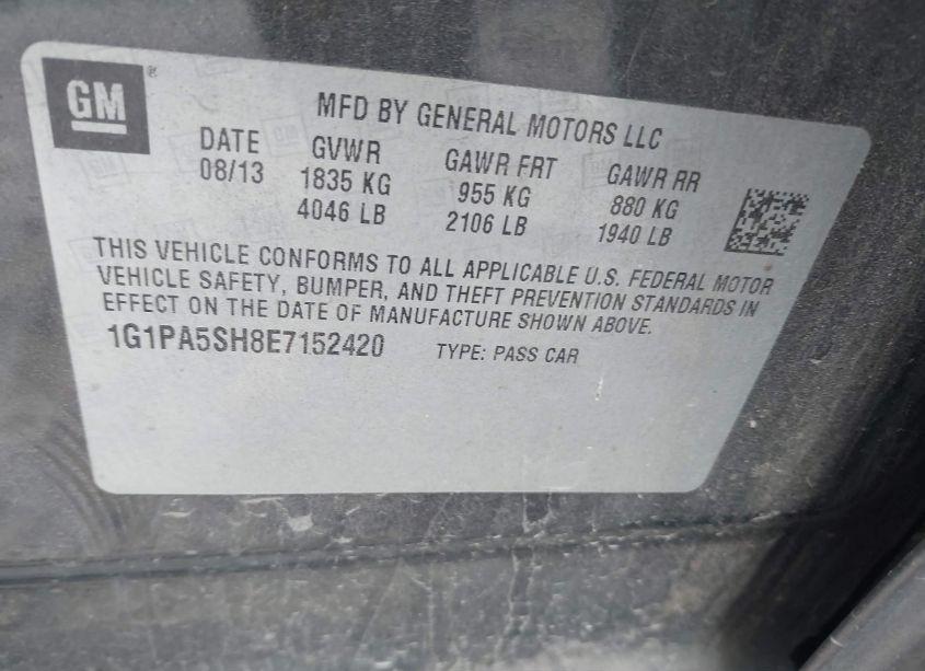 Photo 9 of 2014 Chevrolet Cruze LS AUTO (VIN 1G1PA5SH8E7152420)