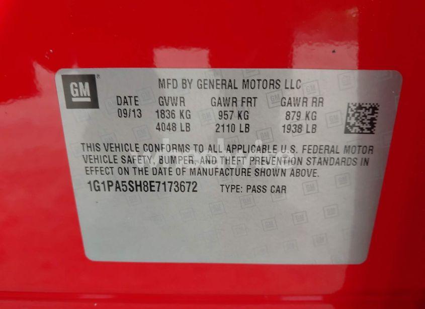 Photo 9 of 2014 Chevrolet Cruze LS AUTO (VIN 1G1PA5SH8E7173672)