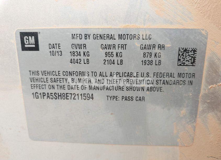Photo 9 of 2014 Chevrolet Cruze LS AUTO (VIN 1G1PA5SH8E7211594)