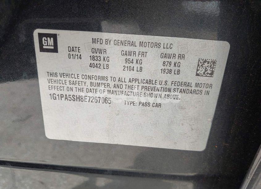 Photo 9 of 2014 Chevrolet Cruze LS AUTO (VIN 1G1PA5SH8E7267065)