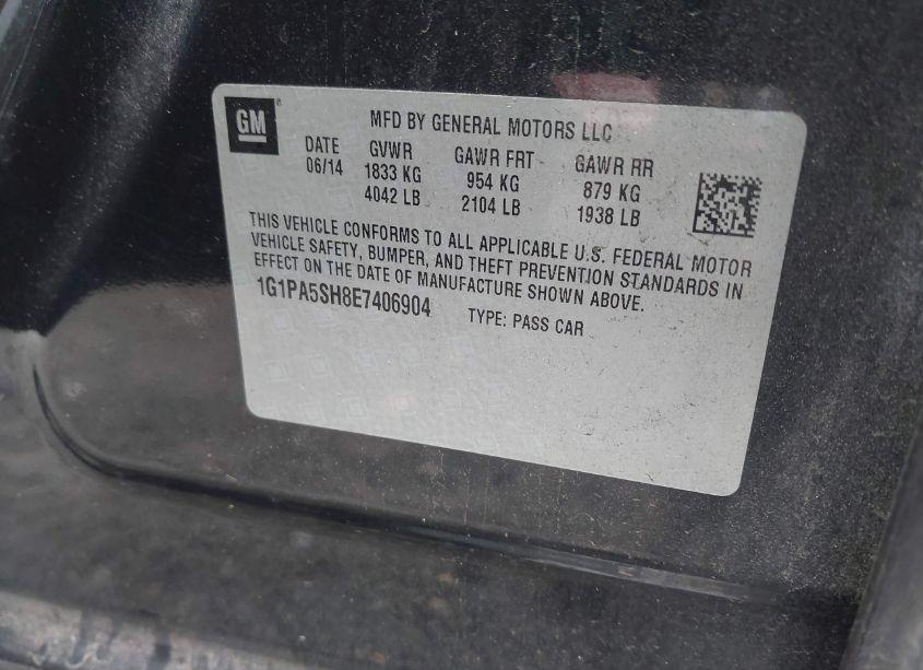 Photo 9 of 2014 Chevrolet Cruze LS AUTO (VIN 1G1PA5SH8E7406904)