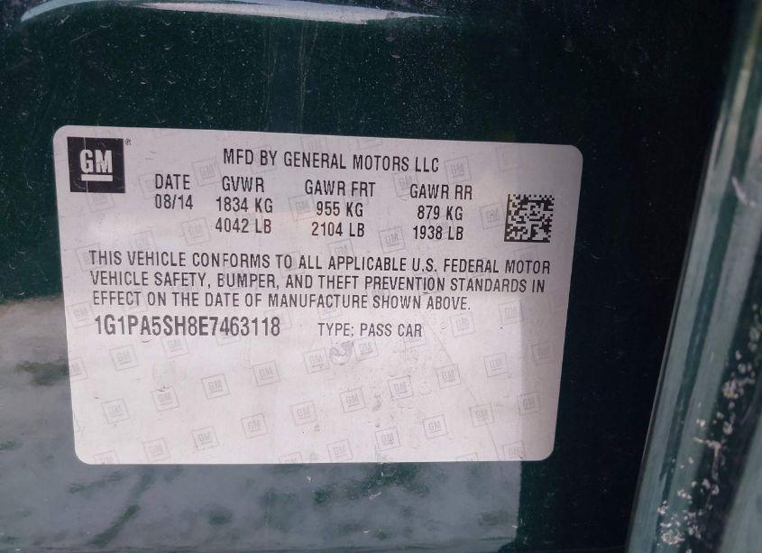 Photo 9 of 2014 Chevrolet Cruze LS AUTO (VIN 1G1PA5SH8E7463118)