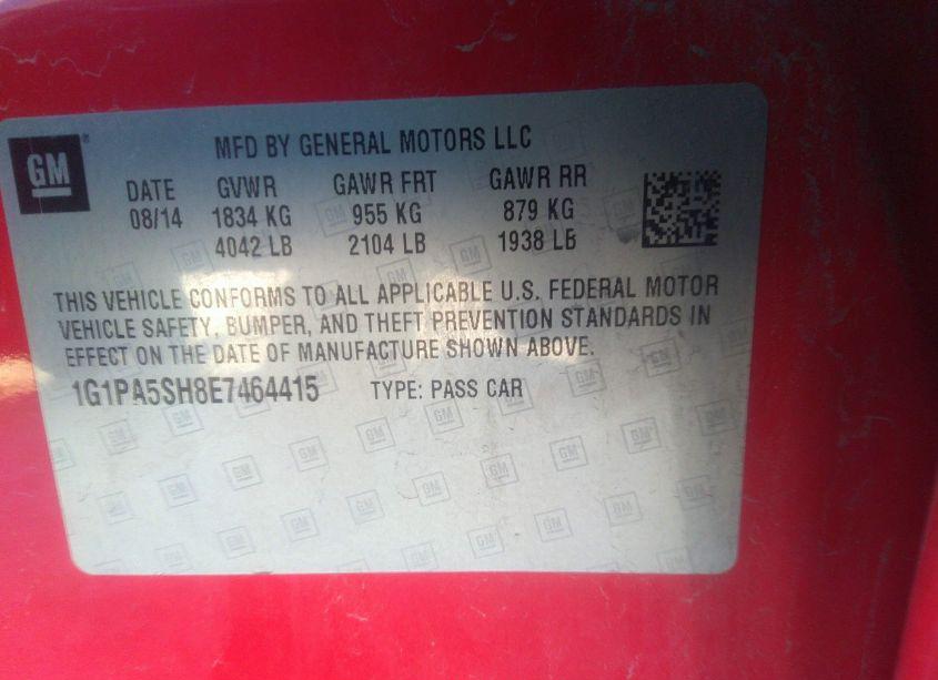 Photo 9 of 2014 Chevrolet Cruze LS AUTO (VIN 1G1PA5SH8E7464415)