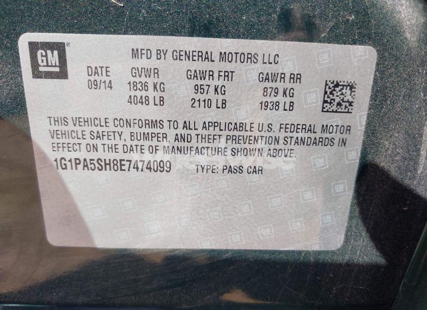 Photo 9 of 2014 Chevrolet Cruze LS AUTO (VIN 1G1PA5SH8E7474099)