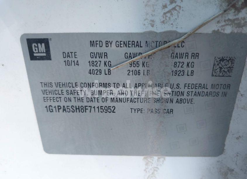 Photo 9 of 2015 Chevrolet Cruze LS (VIN 1G1PA5SH8F7115952)