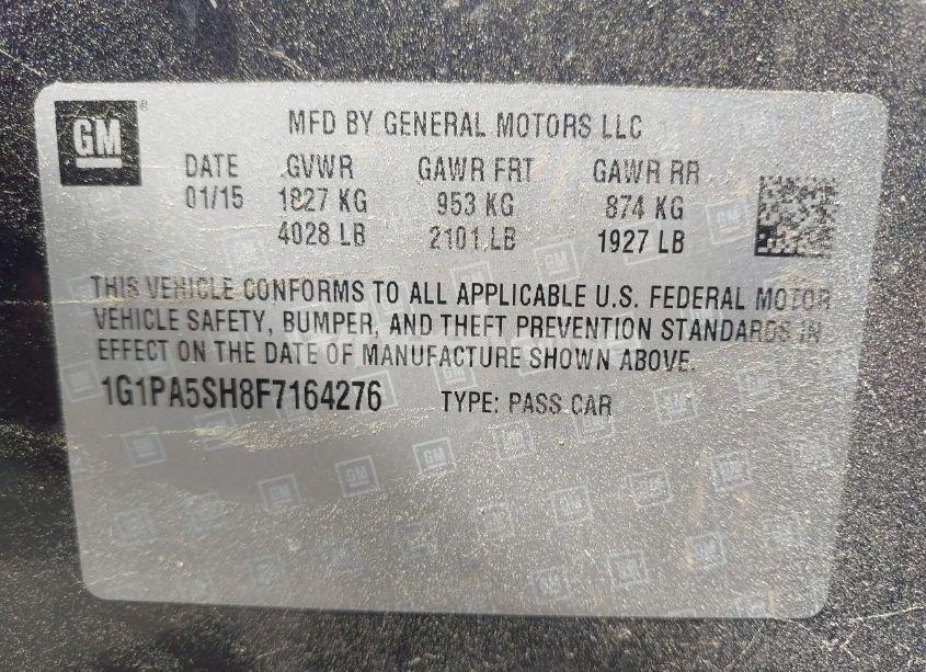 Photo 9 of 2015 Chevrolet Cruze LS AUTO (VIN 1G1PA5SH8F7164276)