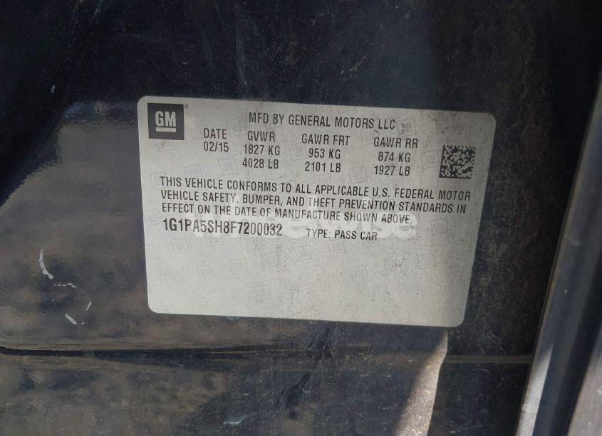 Photo 9 of 2015 Chevrolet Cruze LS AUTO (VIN 1G1PA5SH8F7200032)