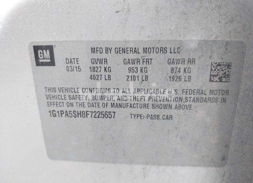 Photo 9 of 2015 Chevrolet Cruze LS AUTO (VIN 1G1PA5SH8F7225657)