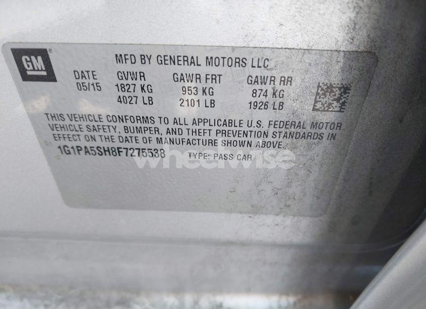 Photo 9 of 2015 Chevrolet Cruze LS AUTO (VIN 1G1PA5SH8F7275538)