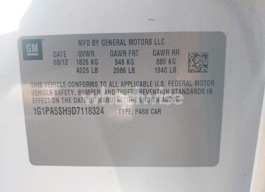 Photo 9 of 2013 Chevrolet Cruze LS AUTO (VIN 1G1PA5SH9D7118324)