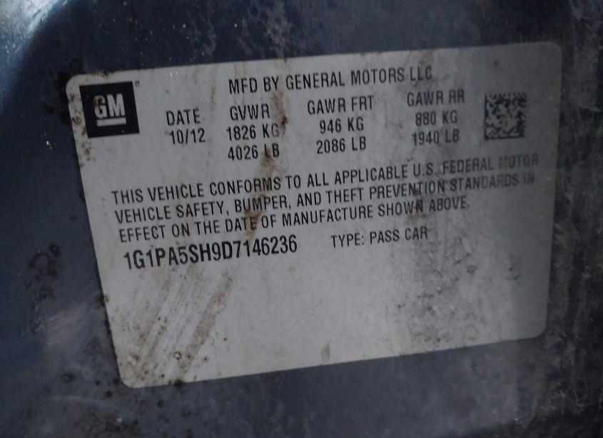 Photo 9 of 2013 Chevrolet Cruze LS AUTO (VIN 1G1PA5SH9D7146236)