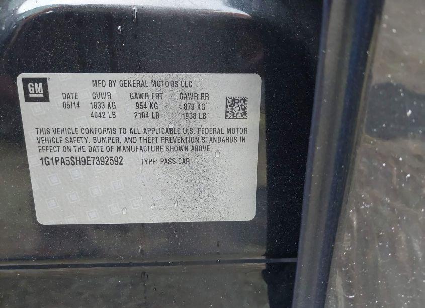 Photo 9 of 2014 Chevrolet Cruze LS AUTO (VIN 1G1PA5SH9E7392592)