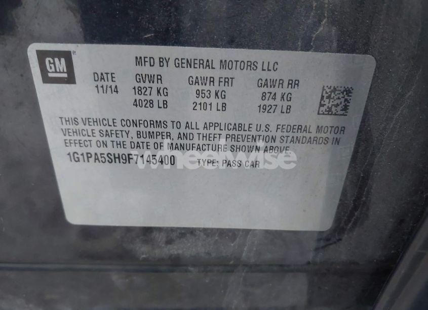 Photo 9 of 2015 Chevrolet Cruze LS AUTO (VIN 1G1PA5SH9F7145400)