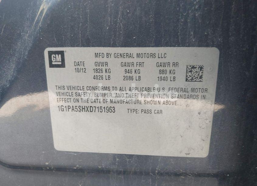 Photo 9 of 2013 Chevrolet Cruze LS AUTO (VIN 1G1PA5SHXD7151963)