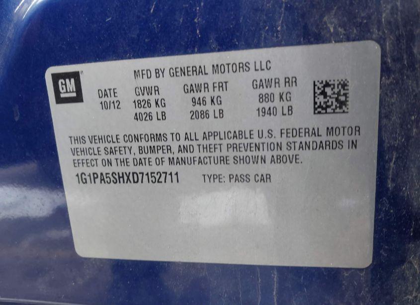 Photo 9 of 2013 Chevrolet Cruze LS AUTO (VIN 1G1PA5SHXD7152711)