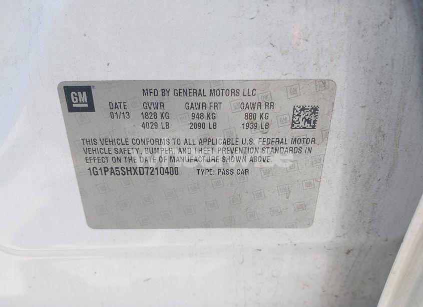 Photo 9 of 2013 Chevrolet Cruze LS AUTO (VIN 1G1PA5SHXD7210400)