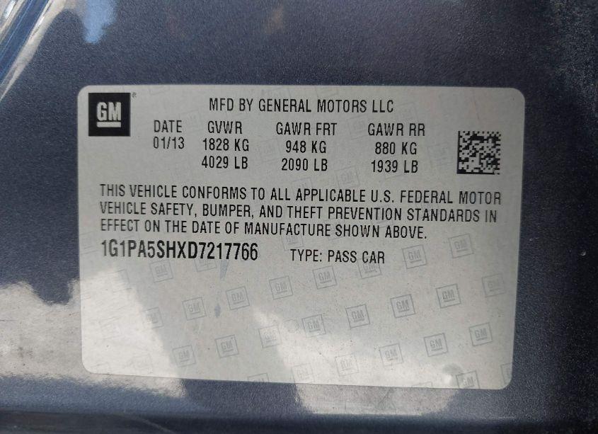 Photo 9 of 2013 Chevrolet Cruze LS AUTO (VIN 1G1PA5SHXD7217766)