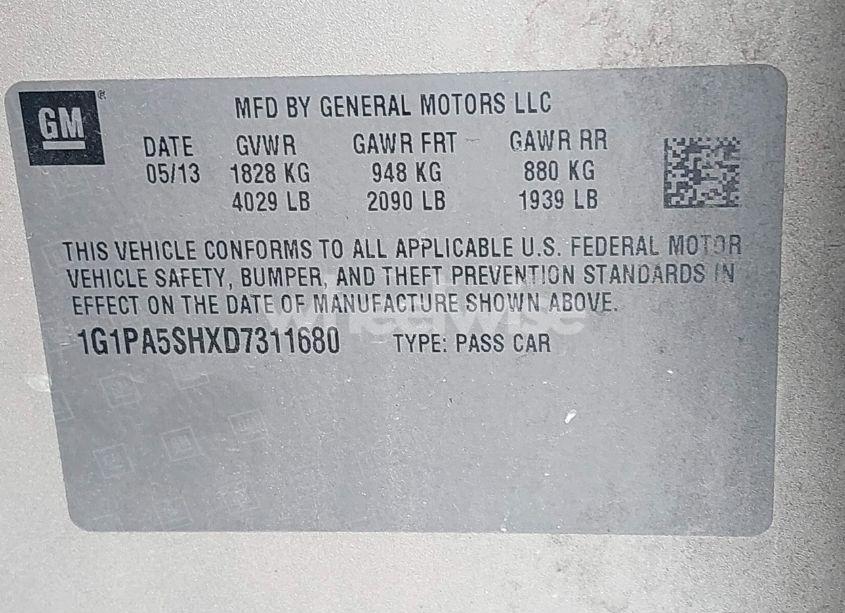 Photo 9 of 2013 Chevrolet Cruze LS AUTO (VIN 1G1PA5SHXD7311680)