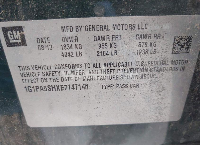 Photo 9 of 2014 Chevrolet Cruze LS AUTO (VIN 1G1PA5SHXE7147140)