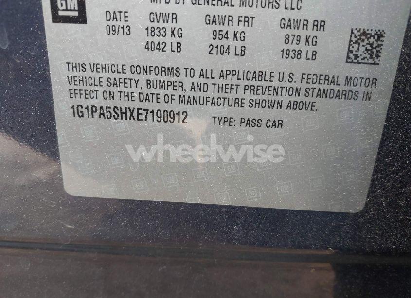 Photo 9 of 2014 Chevrolet Cruze LS AUTO (VIN 1G1PA5SHXE7190912)