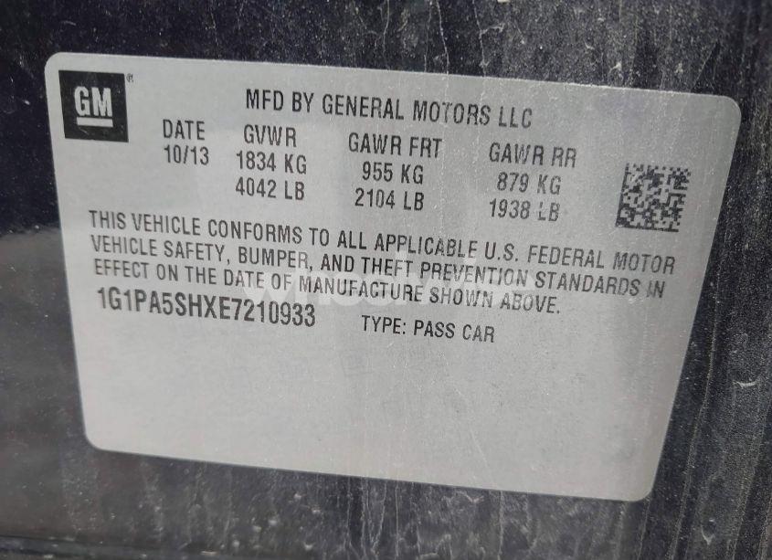 Photo 9 of 2014 Chevrolet Cruze LS AUTO (VIN 1G1PA5SHXE7210933)