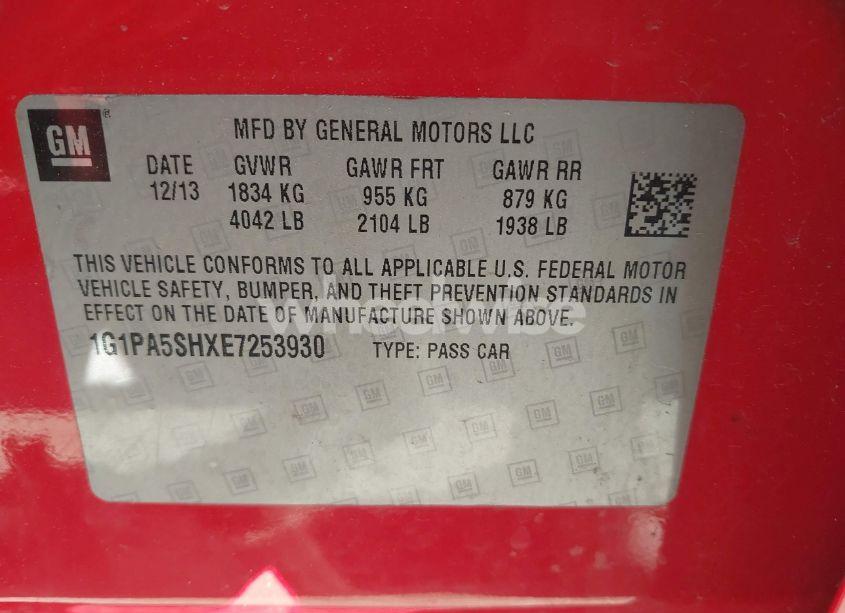 Photo 9 of 2014 Chevrolet Cruze LS AUTO (VIN 1G1PA5SHXE7253930)