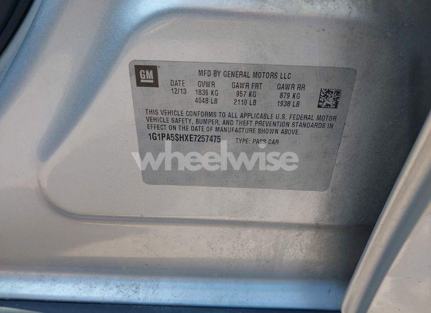 Photo 9 of 2014 Chevrolet Cruze LS AUTO (VIN 1G1PA5SHXE7257475)