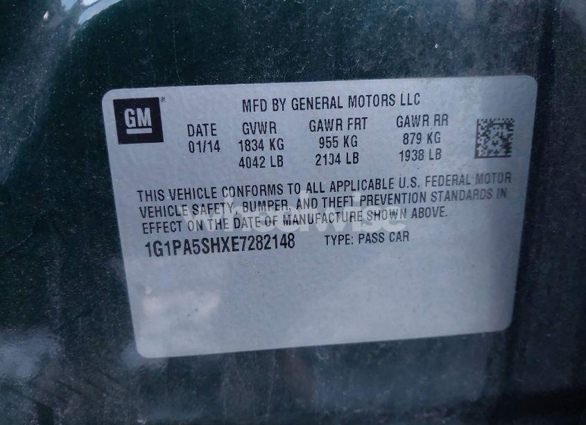 Photo 9 of 2014 Chevrolet Cruze LS (VIN 1G1PA5SHXE7282148)