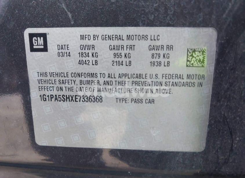 Photo 9 of 2014 Chevrolet Cruze LS AUTO (VIN 1G1PA5SHXE7336368)
