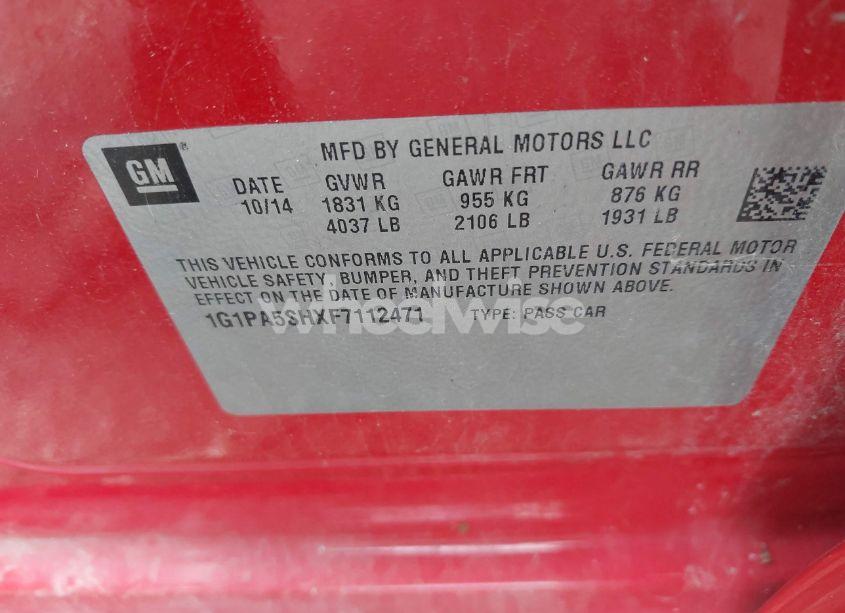 Photo 9 of 2015 Chevrolet Cruze LS AUTO (VIN 1G1PA5SHXF7112471)