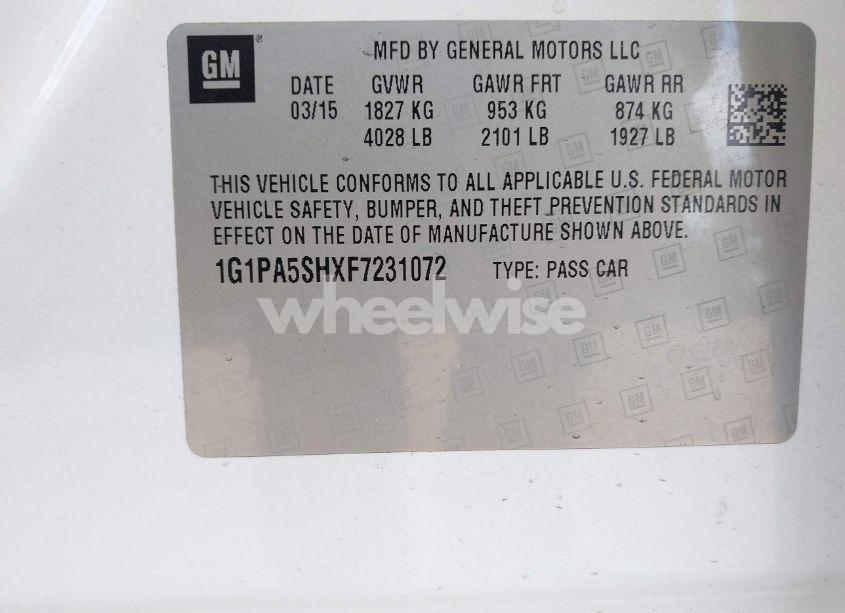Photo 9 of 2015 Chevrolet Cruze LS AUTO (VIN 1G1PA5SHXF7231072)