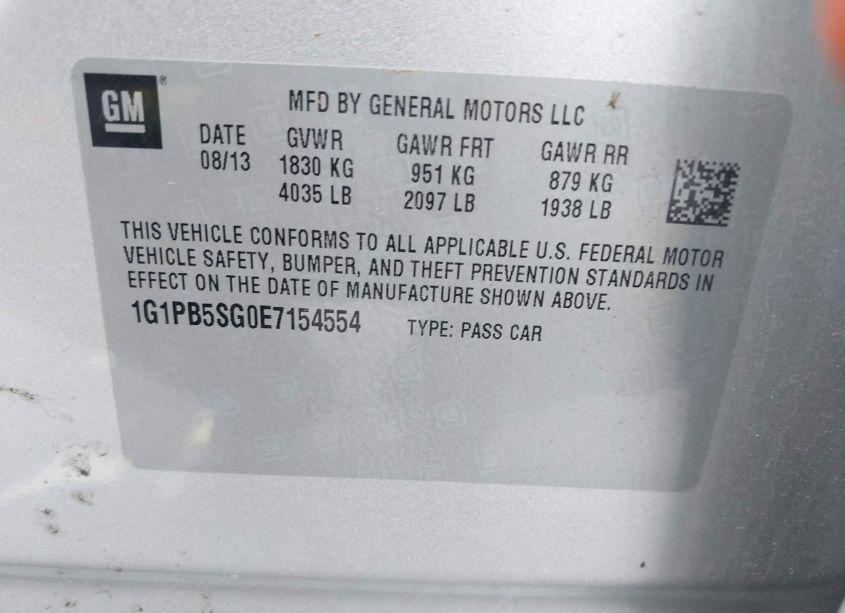 Photo 9 of 2014 Chevrolet Cruze LS MANUAL (VIN 1G1PB5SG0E7154554)