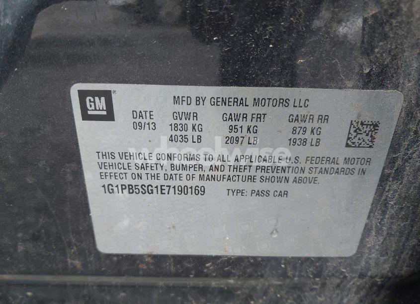 Photo 9 of 2014 Chevrolet Cruze LS MANUAL (VIN 1G1PB5SG1E7190169)