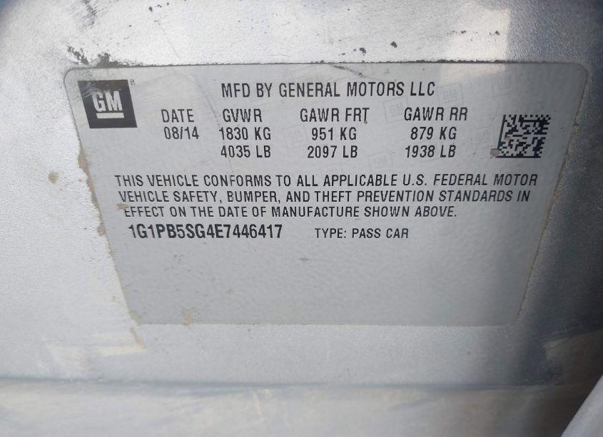 Photo 9 of 2014 Chevrolet Cruze LS MANUAL (VIN 1G1PB5SG4E7446417)