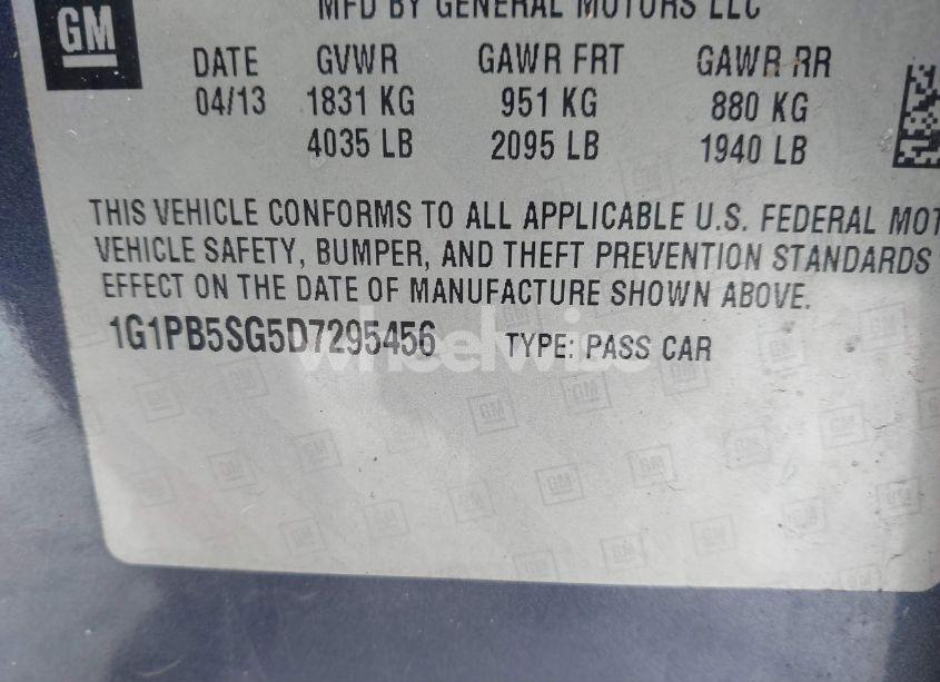 Photo 9 of 2013 Chevrolet Cruze LS MANUAL (VIN 1G1PB5SG5D7295456)