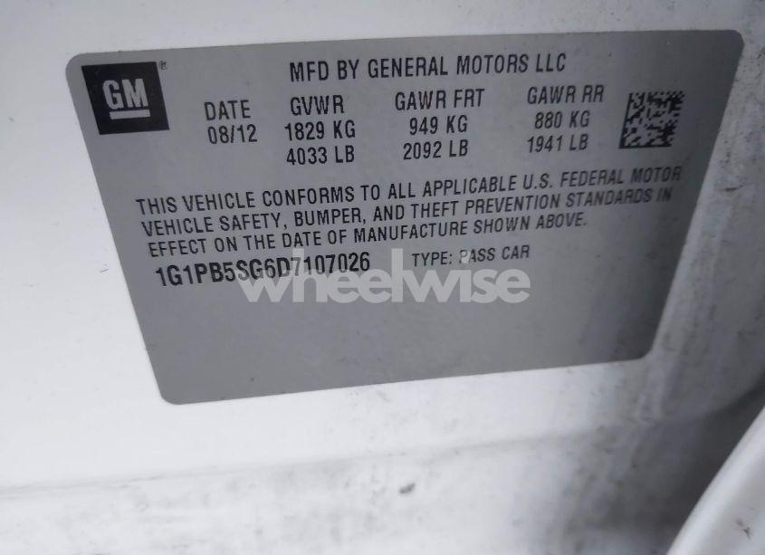 Photo 9 of 2013 Chevrolet Cruze LS MANUAL (VIN 1G1PB5SG6D7107026)