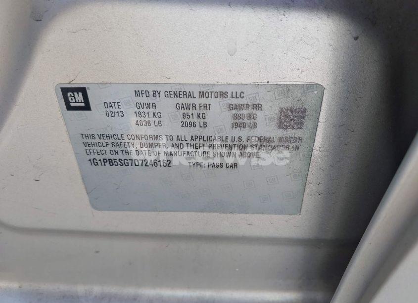 Photo 9 of 2013 Chevrolet Cruze LS MANUAL (VIN 1G1PB5SG7D7246162)