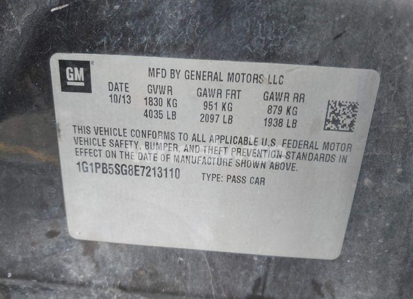 Photo 9 of 2014 Chevrolet Cruze LS MANUAL (VIN 1G1PB5SG8E7213110)