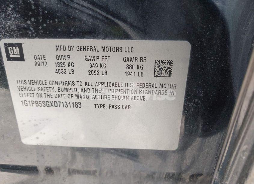 Photo 9 of 2013 Chevrolet Cruze LS MANUAL (VIN 1G1PB5SGXD7131183)