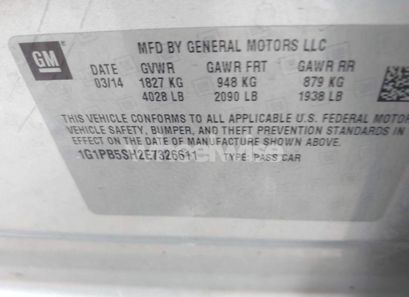 Photo 9 of 2014 Chevrolet Cruze LS MANUAL (VIN 1G1PB5SH2E7326611)