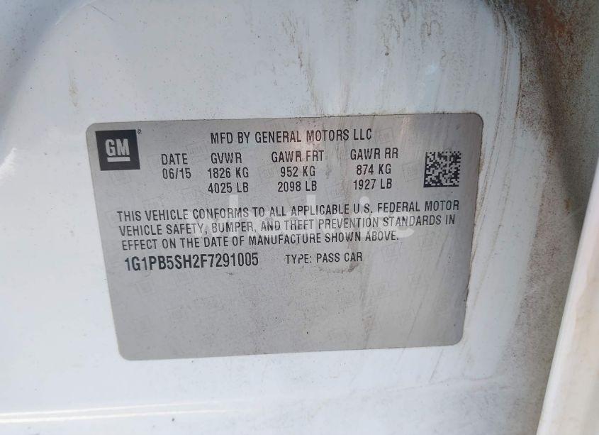 Photo 9 of 2015 Chevrolet Cruze LS MANUAL (VIN 1G1PB5SH2F7291005)