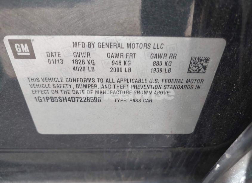 Photo 9 of 2013 Chevrolet Cruze LS MANUAL (VIN 1G1PB5SH4D7228596)