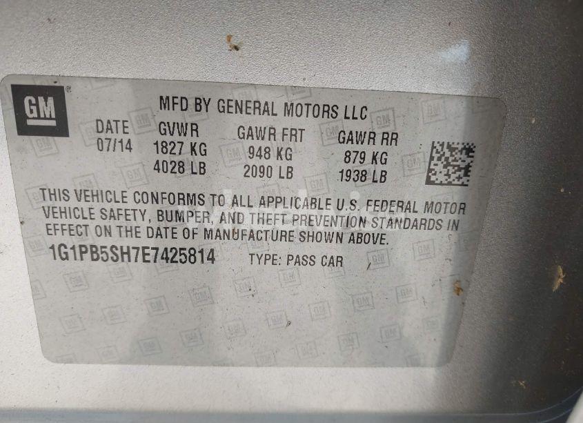 Photo 9 of 2014 Chevrolet Cruze LS MANUAL (VIN 1G1PB5SH7E7425814)