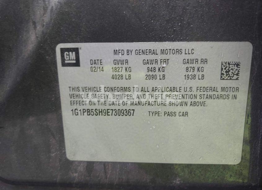 Photo 9 of 2014 Chevrolet Cruze LS MANUAL (VIN 1G1PB5SH9E7309367)