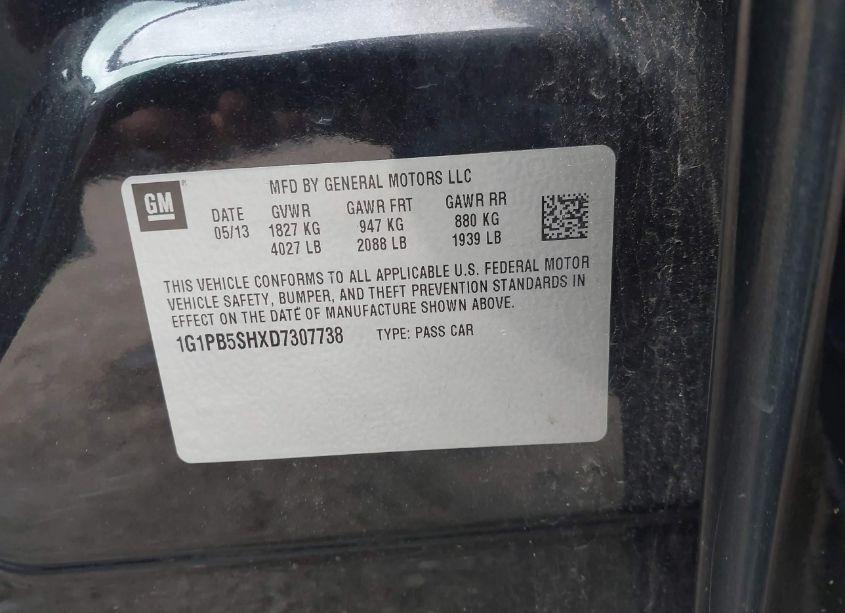 Photo 9 of 2013 Chevrolet Cruze LS MANUAL (VIN 1G1PB5SHXD7307738)